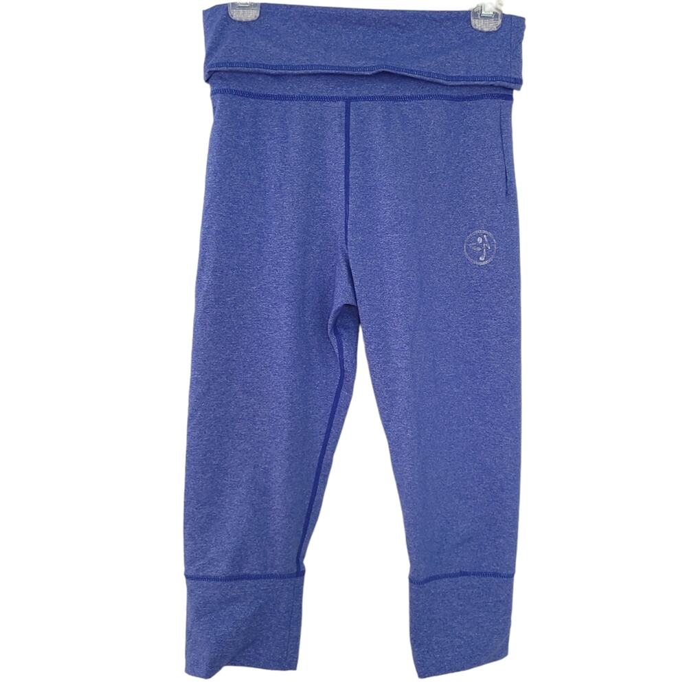 Zumba Capri Leggings Small Purple Foldover Pants Athletic Athleisure Dance